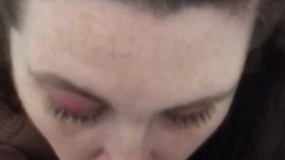 Miniatura de Amateur sexy wife deepthroats and stays down on cock till cum explosion in throat 😍